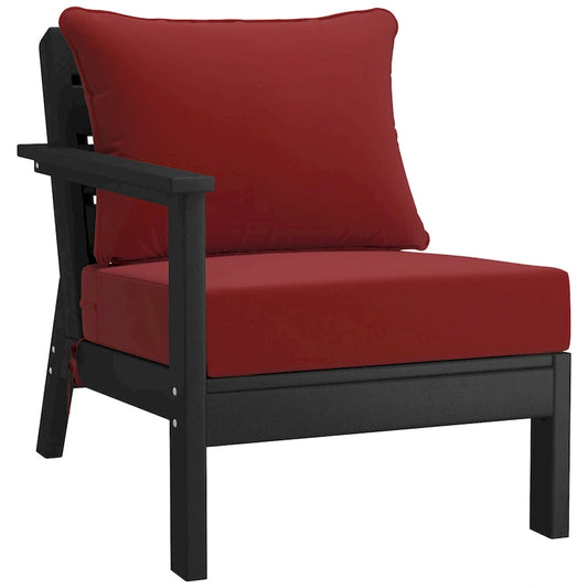 Polytrends Birchwood All Weather HDPE Outdoor Patio Deep Seating Black Left Arm Facing Chair With Cushions (1-Piece)