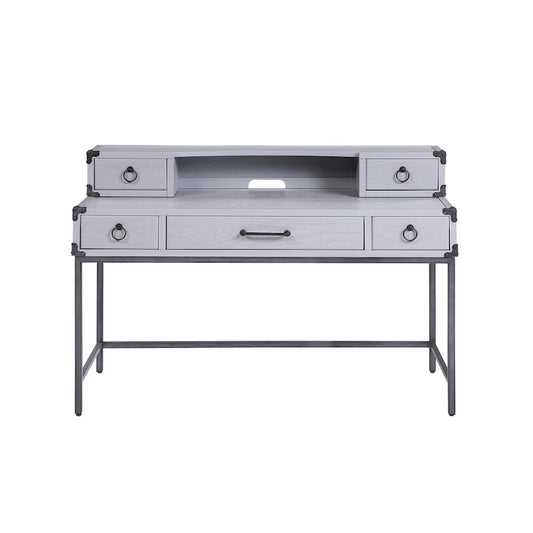 54 Gray Wood Writing Desk With Five Drawers
