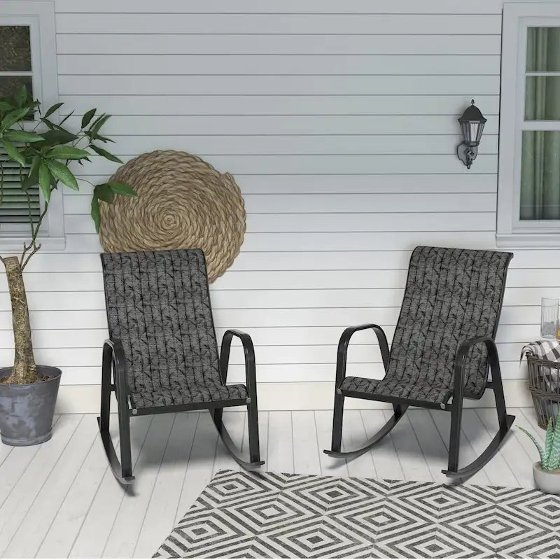 Metal Outdoor Rocking Chair, Steel Rocker Seating Outside for Front Porch, Garden, Patio, Backyard, 2PCS