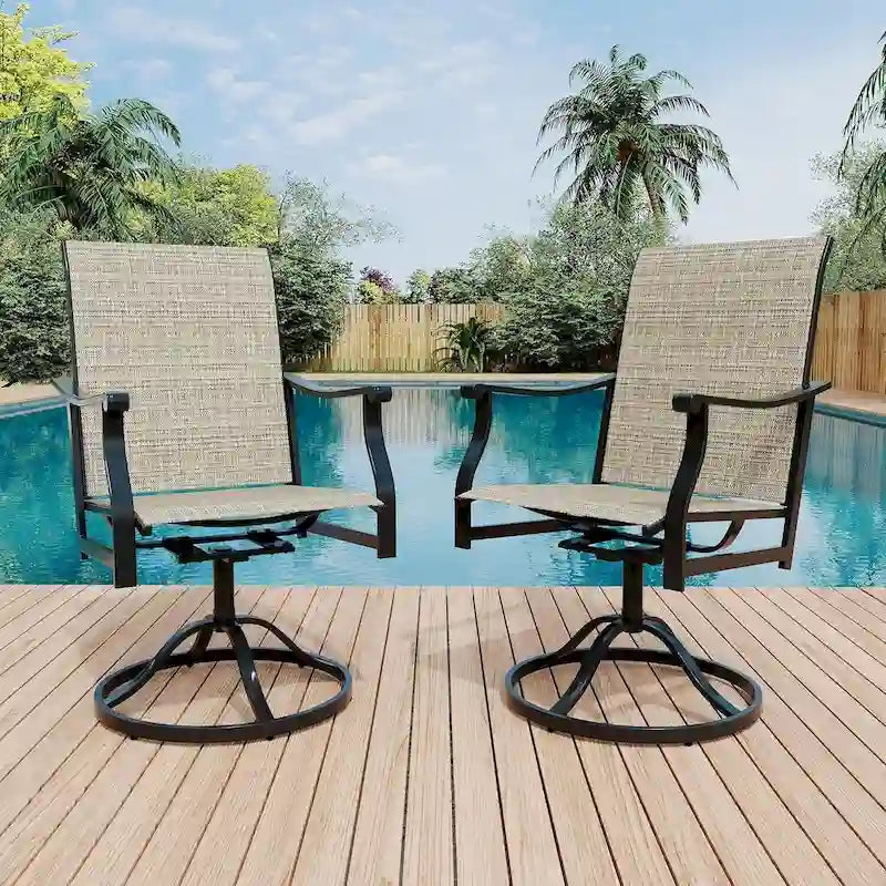 2PCS Outdoor Swivel Dining Chairs for Poolside Lawn Garden
