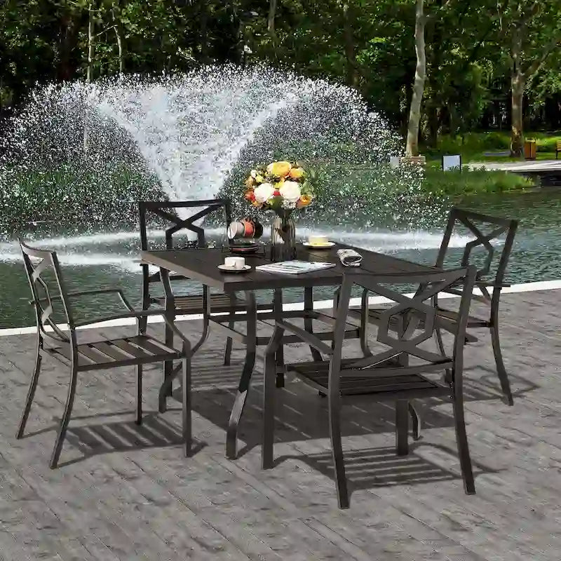 NUU GARDEN Outdoor 5-Piece Iron Dining Set
