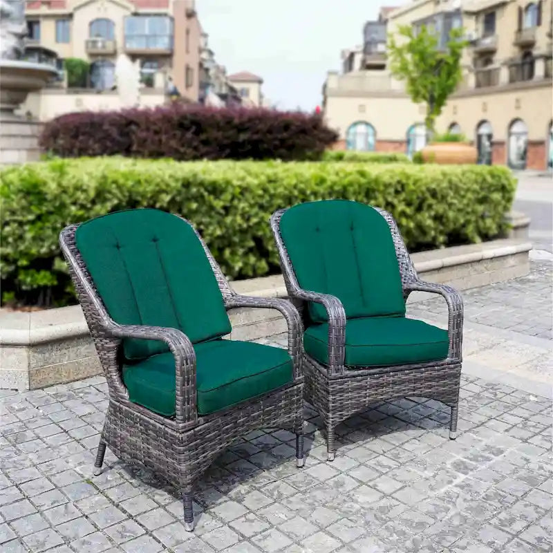 Moda 2-Piece Outdoor Wicker Dining Chairs with Cushions