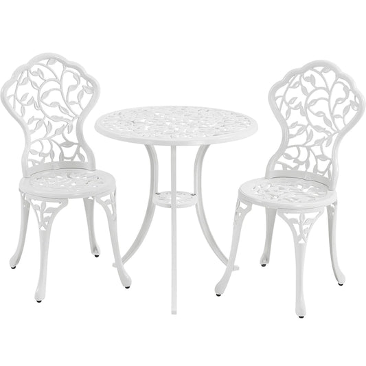 Yaheetech 3-Piece Aluminum Patio Bistro Table Set Antique Chair Sets