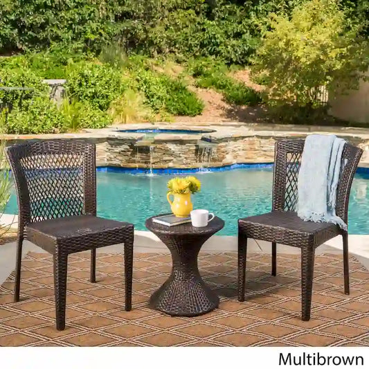 Riggs Outdoor 3-Piece Round Wicker Chat Set by Christopher Knight Home