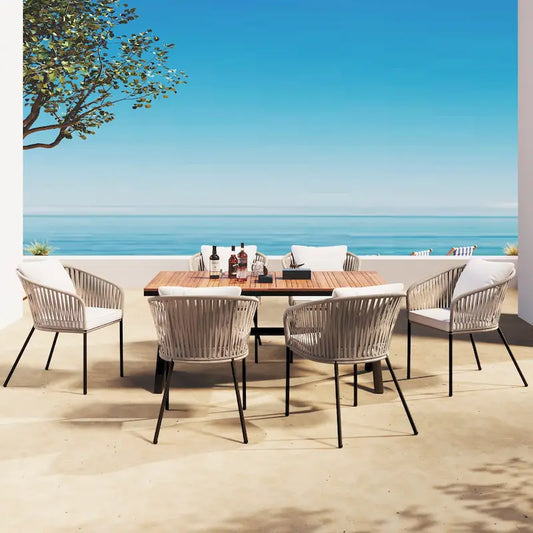 GO 7 Pieces All-Weather Outdoor Furniture Set with Dining Table and Chairs