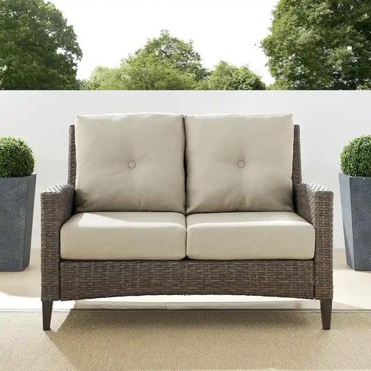 Rockport Outdoor Wicker High Back Loveseat - 67 W x 28 D x 37.5 H