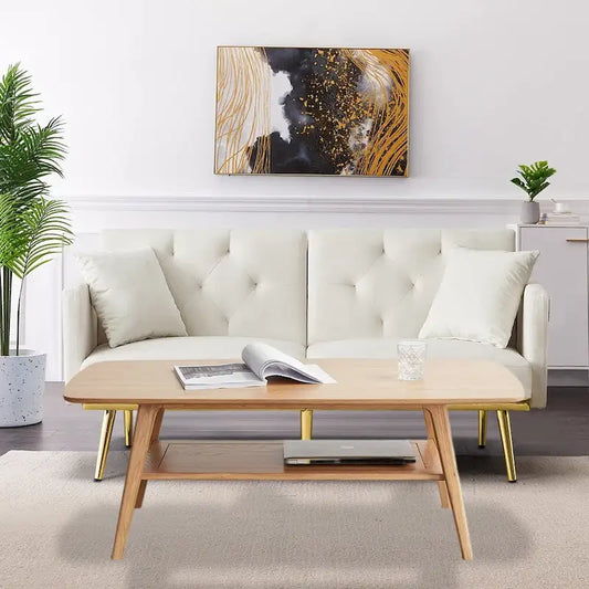 Solid Wood Coffee Table, Simple Elegant Center Table, Oak - 39“