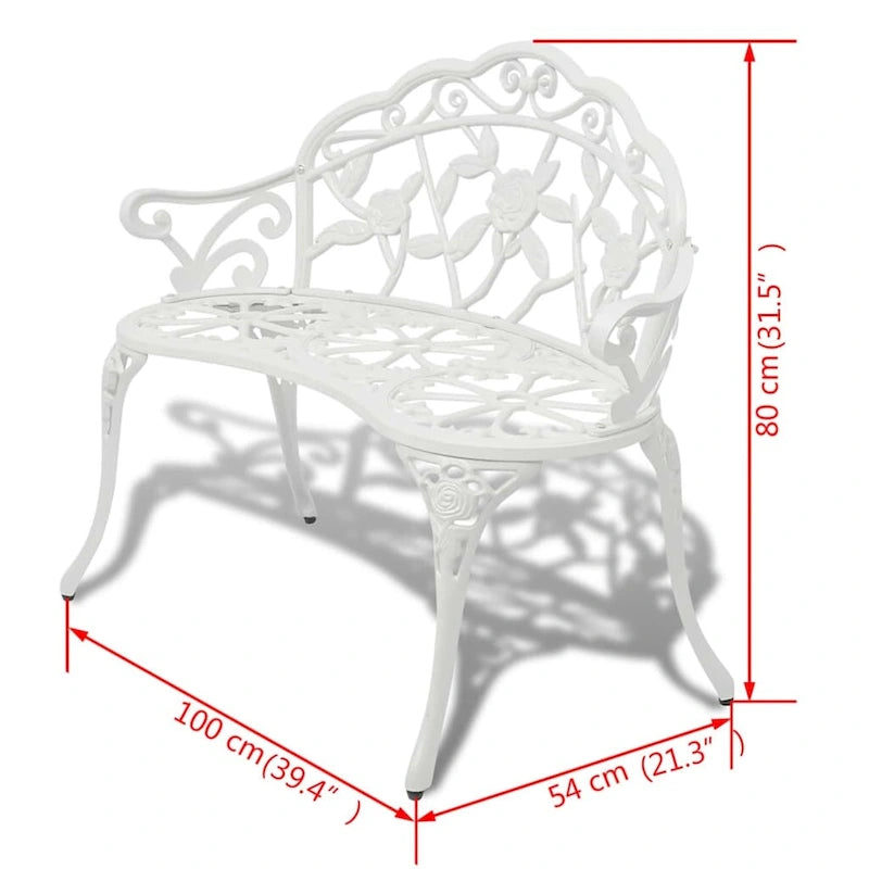 vidaXL Patio Bench 39.4 Cast Aluminum White - 139.4 x21.3 x31.5
