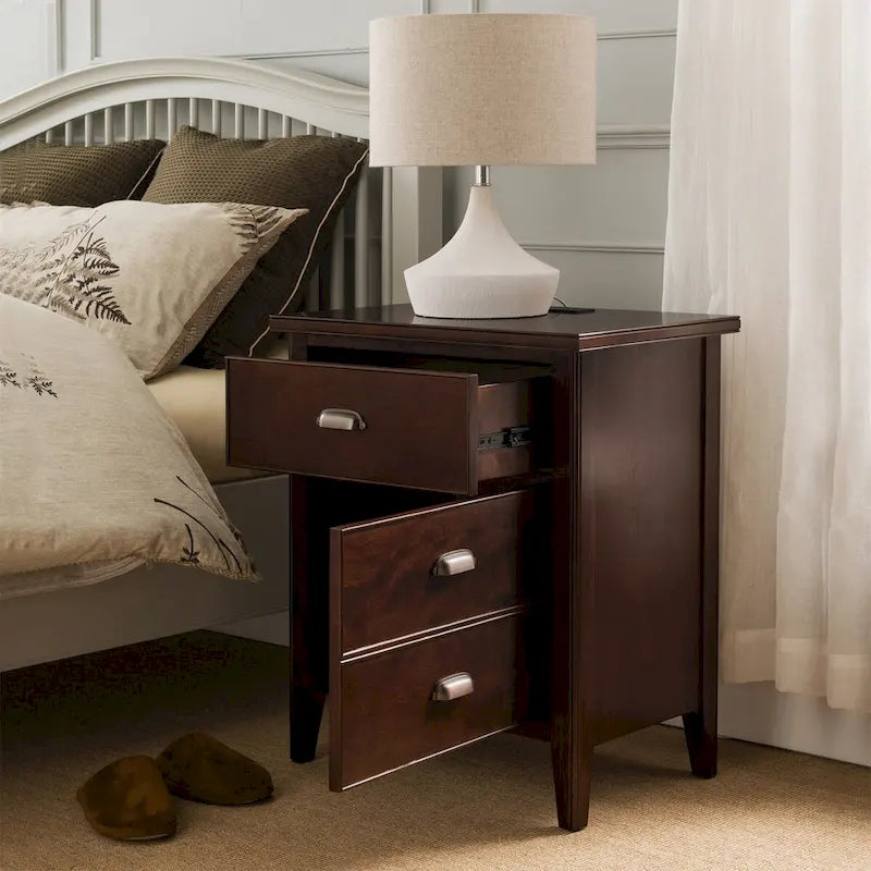 Leick Home 10522-GR Laurent 3 Drawer Nightstand Set of 2