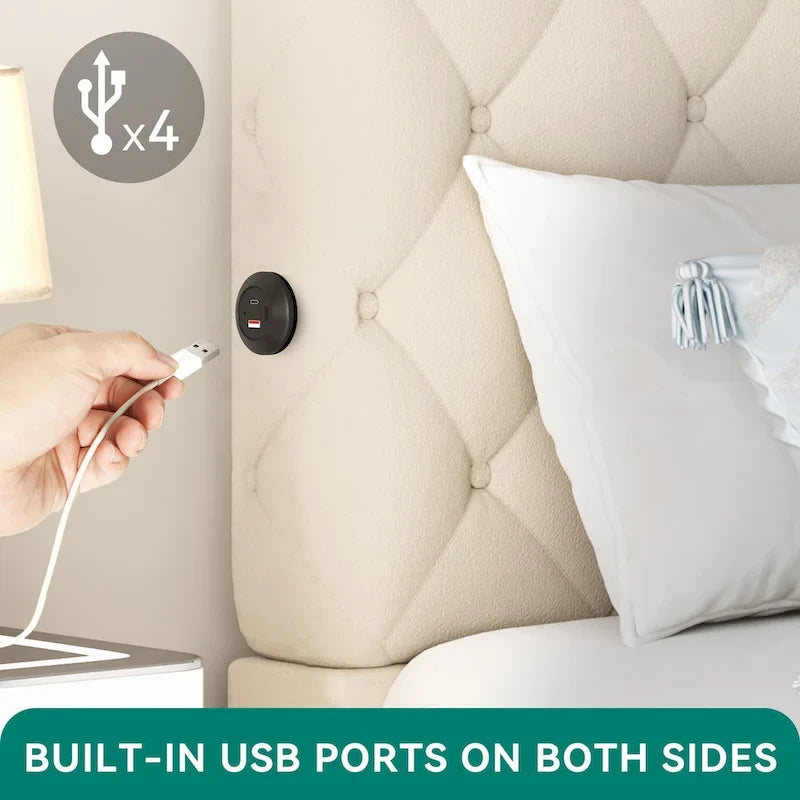 Moasis Upholstered High Headboard Bed Frame