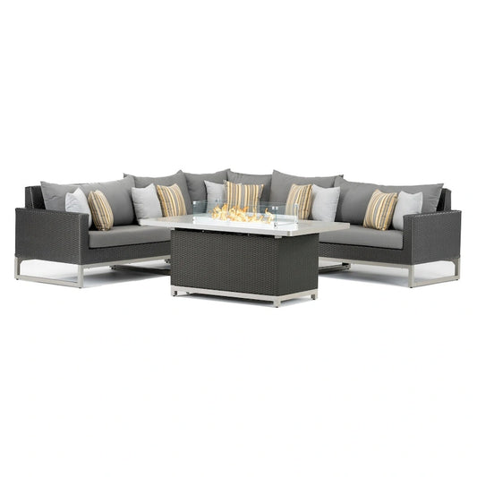 Milo Espresso 6 Piece Sunbrella Outdoor Patio Fire Sectional