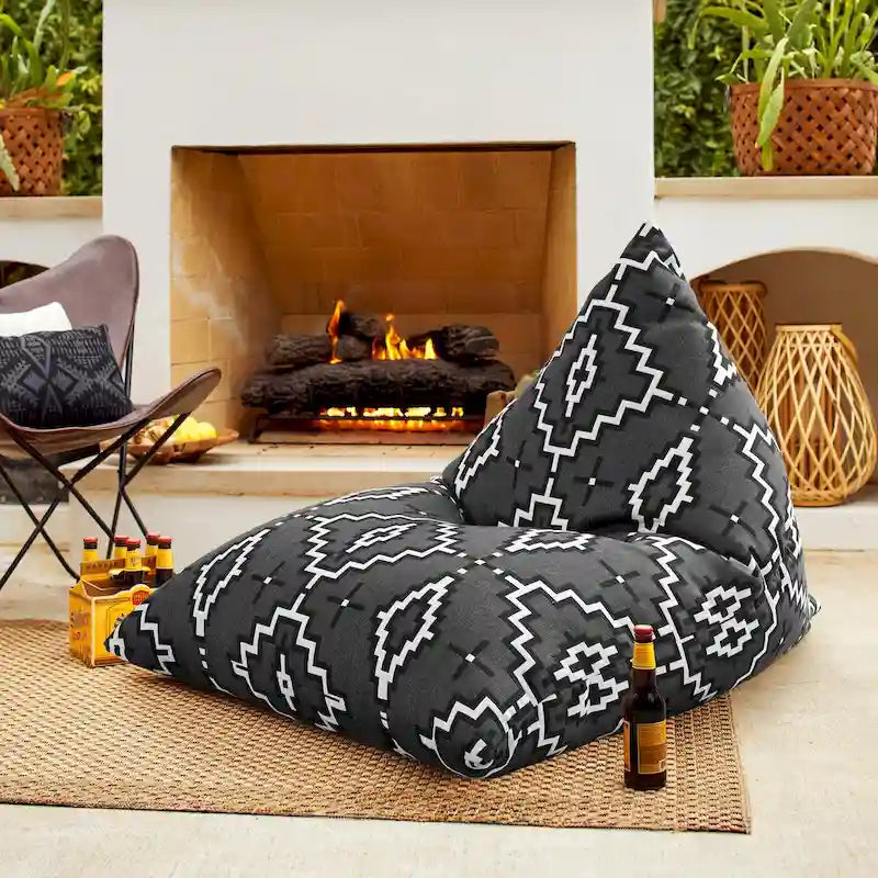 Sorra Home Sunbrella Pendleton Outdoor Bean Lounger - 54 in W x 38 in W x 21 in H
