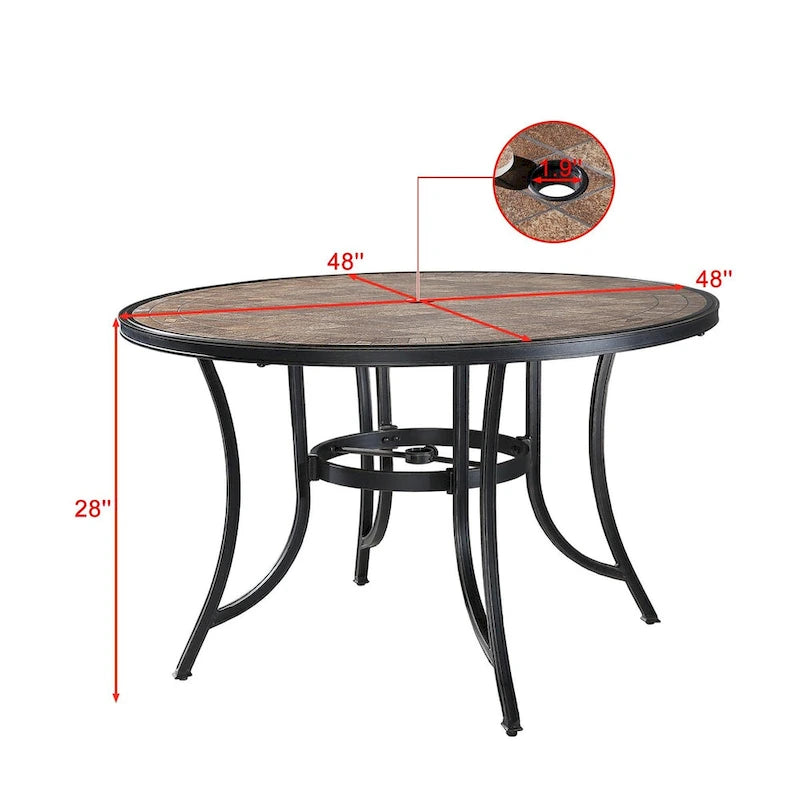 5 Piece Outdoor Patio Cast Aluminum Dining Set