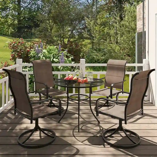 5 Pieces Outdoor Dining Set with Round Dining Table