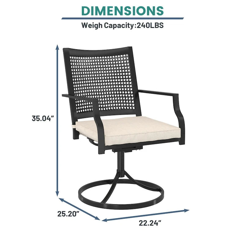Iron Mesh Swivel Chair for Terrace(set of 2)