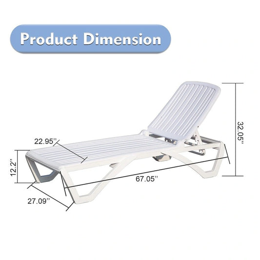 Adjustable Outdoor ABS Chaise Lounge with Wheels