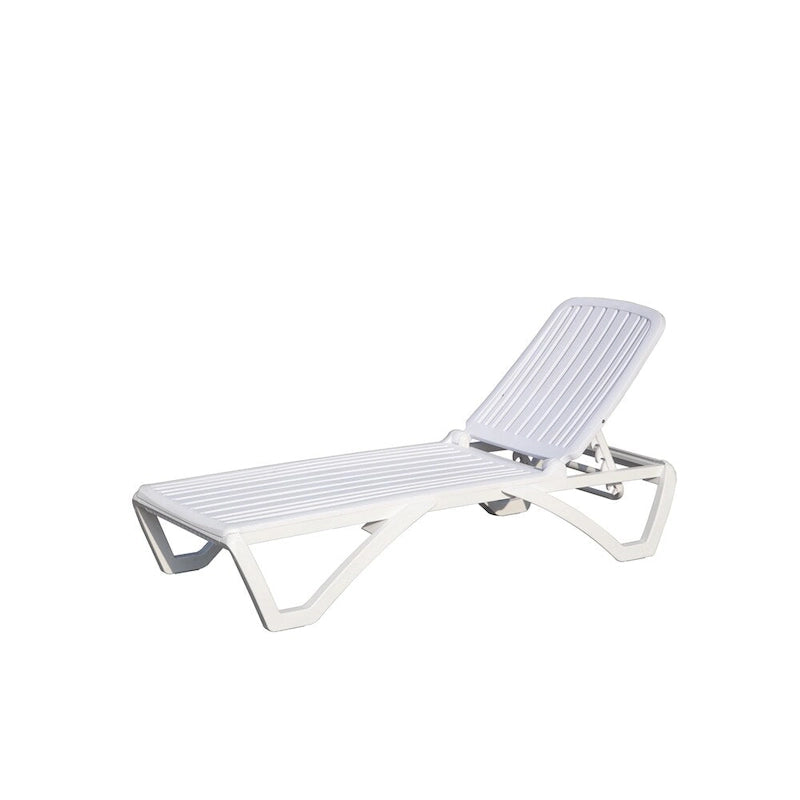 Adjustable Outdoor ABS Chaise Lounge with Wheels