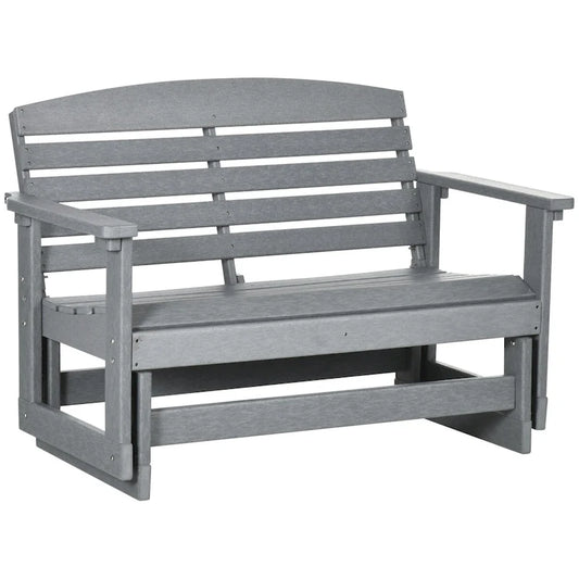 2-Person Outdoor Glider Bench Rocking Chair w/ Slatted HDPE Frame