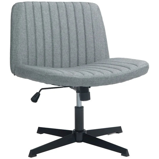 HOMCOM Wide Office Chair, Armless Office Desk Chair, Computer Fabric Vanity Chair with Adjustable Height