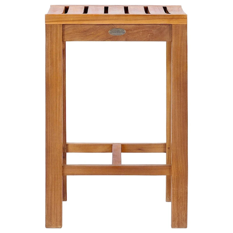 Chic Teak 7 Piece Teak Wood Antigua Patio Counter Height Bistro Set with 71 Rectangular Table and 6 Stools