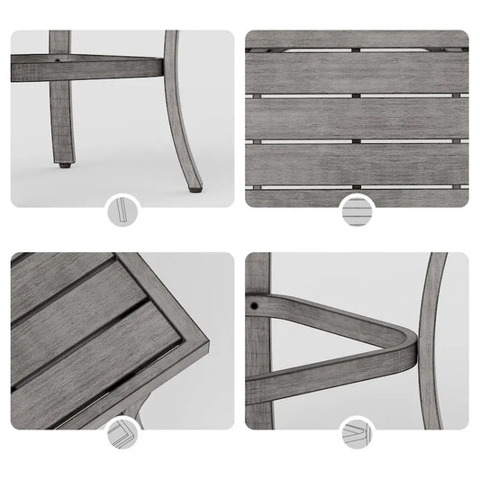 1-Piece Aluminum Patio Chaise Lounge with Side Table and Gray Cushions