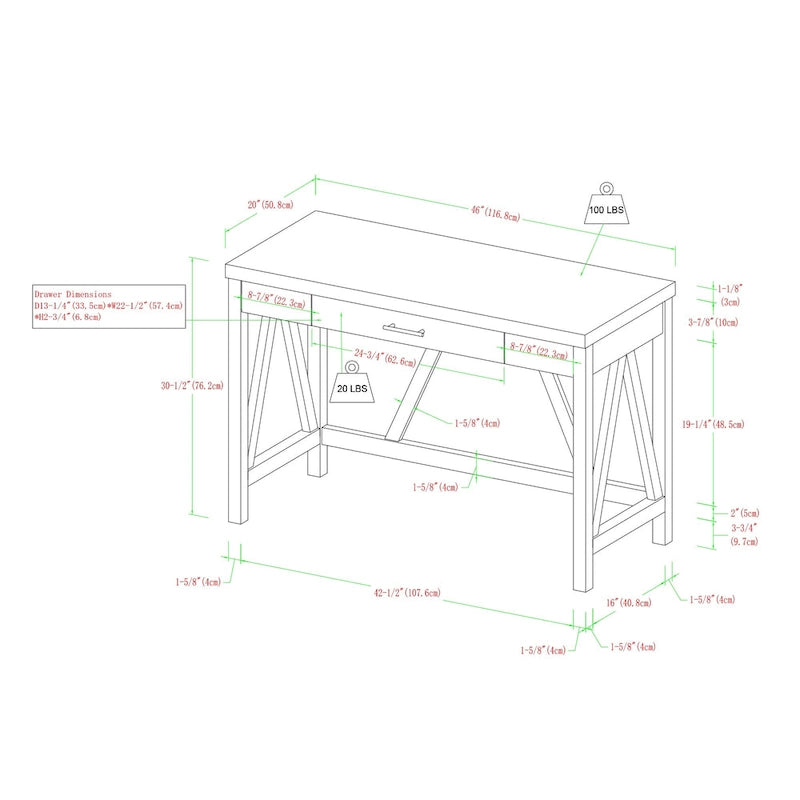 Middlebrook Designs Paradise Hill A-Frame Writing Desk