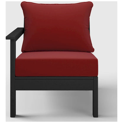 Polytrends Birchwood All Weather HDPE Outdoor Patio Deep Seating Black Left Arm Facing Chair With Cushions (1-Piece)