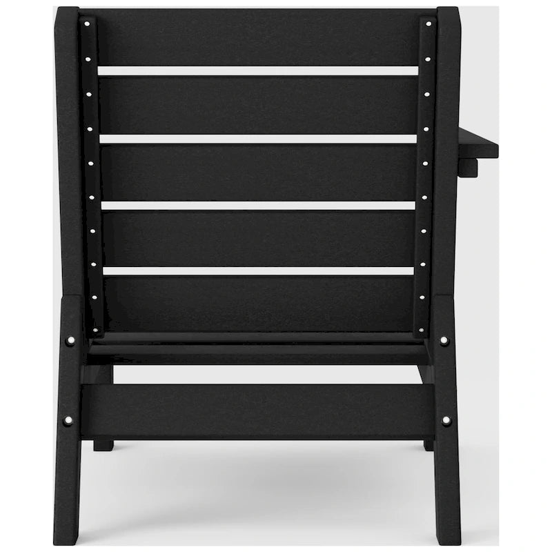 Polytrends Birchwood All Weather HDPE Outdoor Patio Deep Seating Black Left Arm Facing Chair With Cushions (1-Piece)