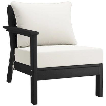 Polytrends Birchwood All Weather HDPE Outdoor Patio Deep Seating Black Left Arm Facing Chair With Cushions (1-Piece)