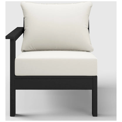 Polytrends Birchwood All Weather HDPE Outdoor Patio Deep Seating Black Left Arm Facing Chair With Cushions (1-Piece)