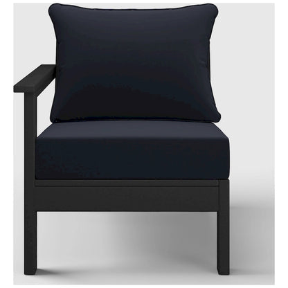 Polytrends Birchwood All Weather HDPE Outdoor Patio Deep Seating Black Left Arm Facing Chair With Cushions (1-Piece)