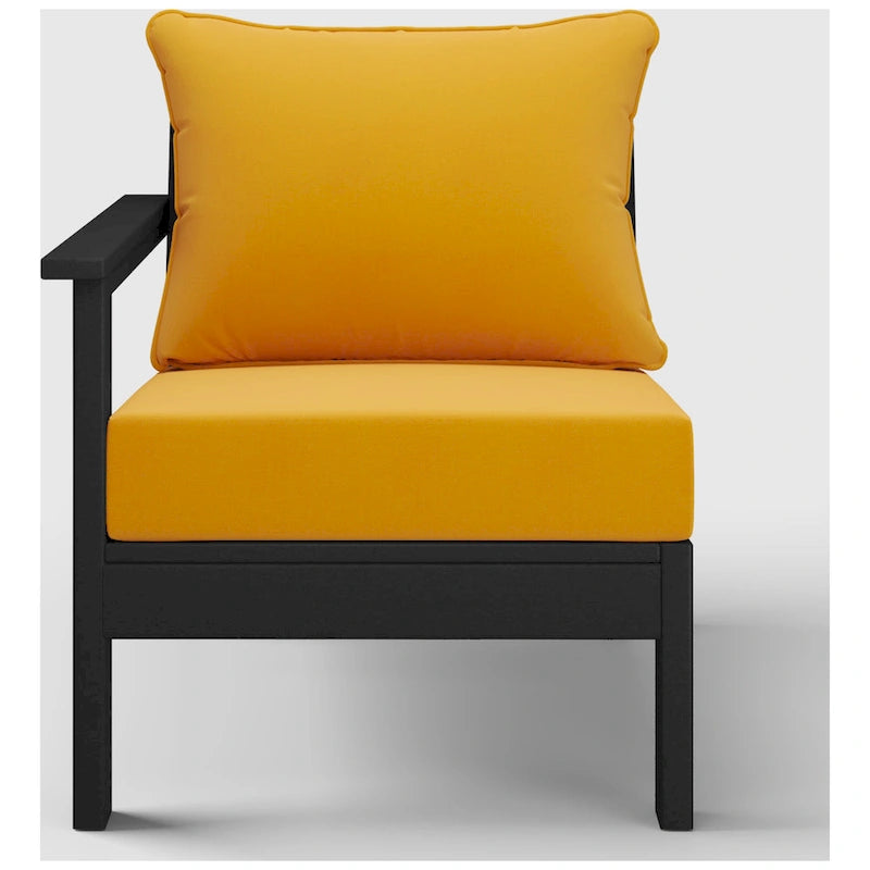 Polytrends Birchwood All Weather HDPE Outdoor Patio Deep Seating Black Left Arm Facing Chair With Cushions (1-Piece)