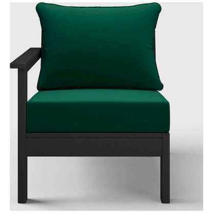 Polytrends Birchwood All Weather HDPE Outdoor Patio Deep Seating Black Left Arm Facing Chair With Cushions (1-Piece)