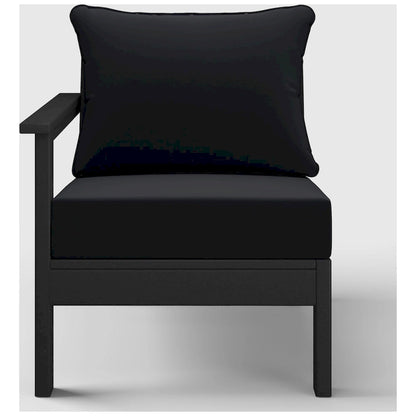 Polytrends Birchwood All Weather HDPE Outdoor Patio Deep Seating Black Left Arm Facing Chair With Cushions (1-Piece)