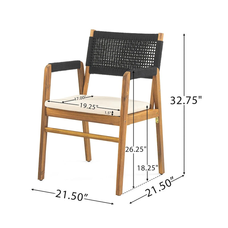 Christopher Knight Home - Outdoor 3-Piece Acacia Wood Dining Set with Cushions