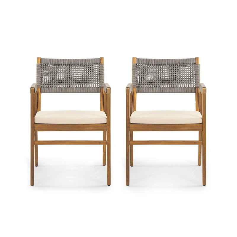 Christopher Knight Home - Outdoor 3-Piece Acacia Wood Dining Set with Cushions