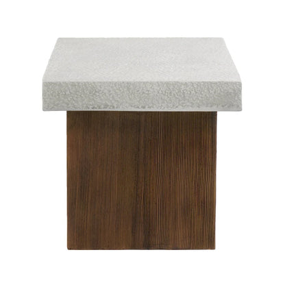 Christopher Knight Home - Mirod Indoor/Outdoor MGO Side Table with Faux Stone Top and Natural Wood Frame