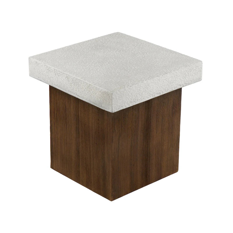 Christopher Knight Home - Mirod Indoor/Outdoor MGO Side Table with Faux Stone Top and Natural Wood Frame