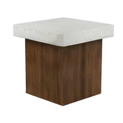 Christopher Knight Home - Mirod Indoor/Outdoor MGO Side Table with Faux Stone Top and Natural Wood Frame
