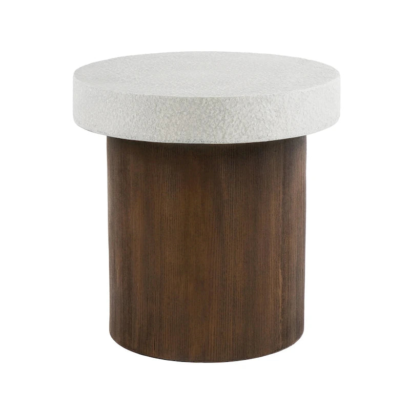 Christopher Knight Home - Mirod Indoor/Outdoor MGO Side Table with Faux Stone Top and Natural Wood Frame