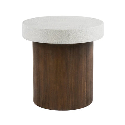 Christopher Knight Home - Mirod Indoor/Outdoor MGO Side Table with Faux Stone Top and Natural Wood Frame