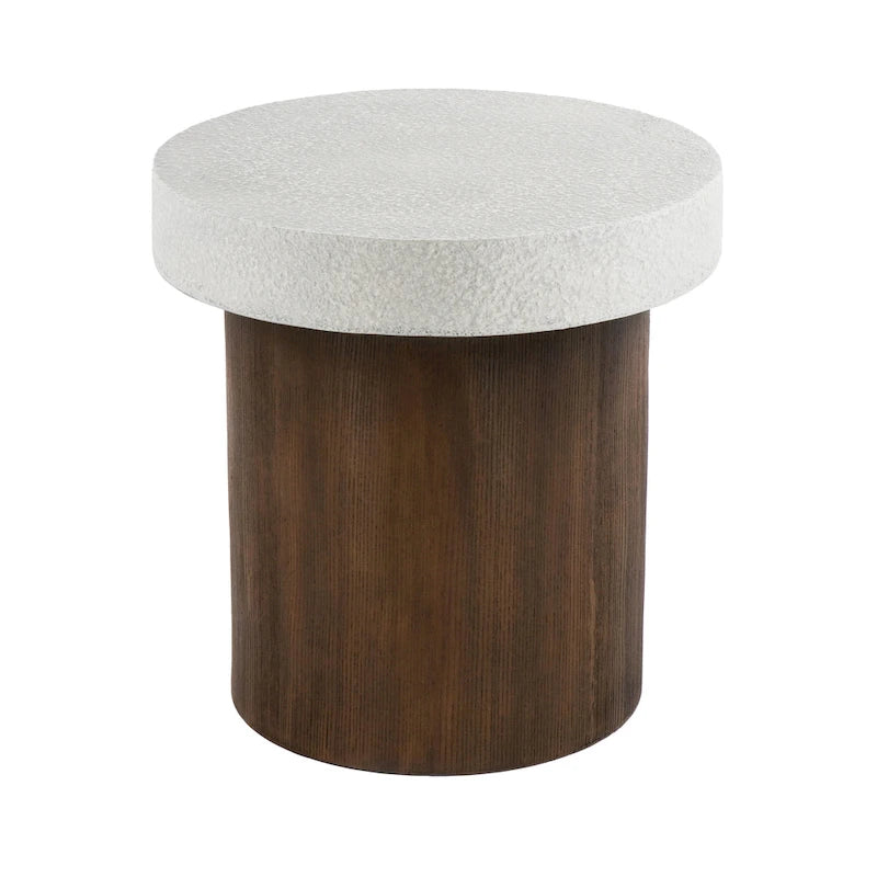 Christopher Knight Home - Mirod Indoor/Outdoor MGO Side Table with Faux Stone Top and Natural Wood Frame