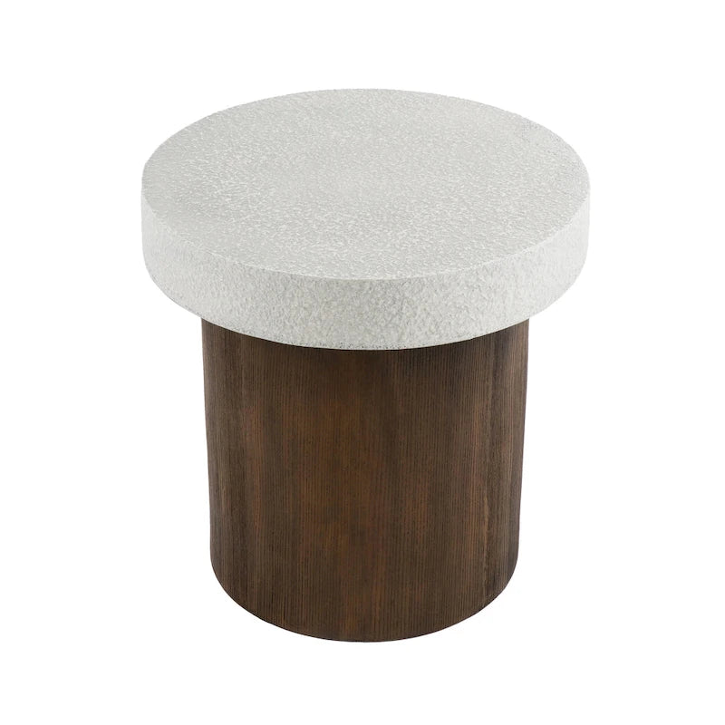 Christopher Knight Home - Mirod Indoor/Outdoor MGO Side Table with Faux Stone Top and Natural Wood Frame
