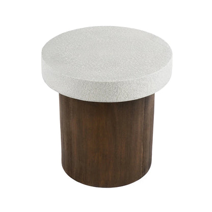 Christopher Knight Home - Mirod Indoor/Outdoor MGO Side Table with Faux Stone Top and Natural Wood Frame