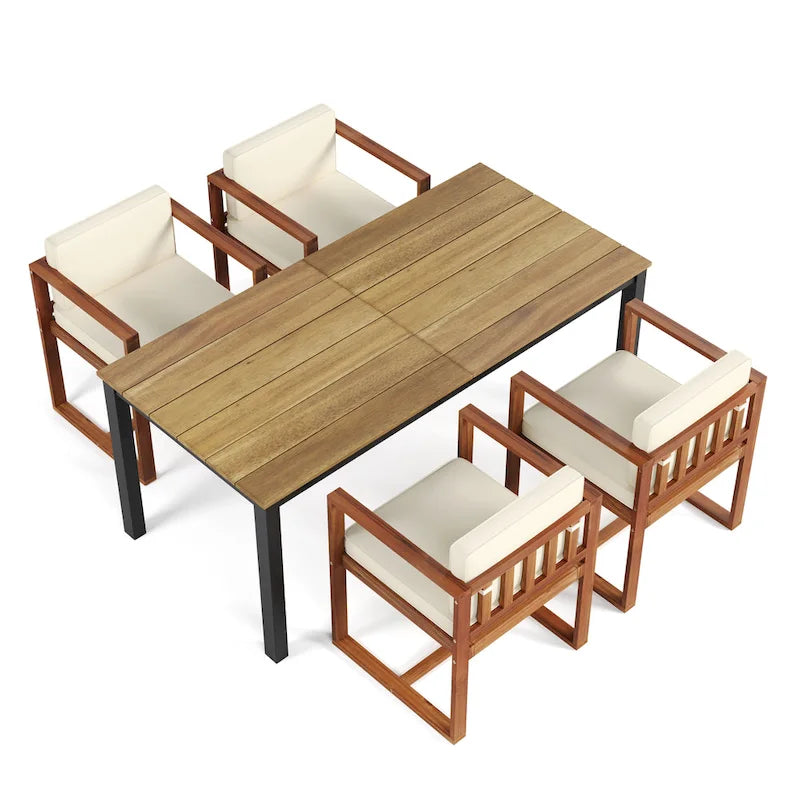 Christopher Knight Home Outdoor Rustic Acacia Wood 5-Piece Dining Sets