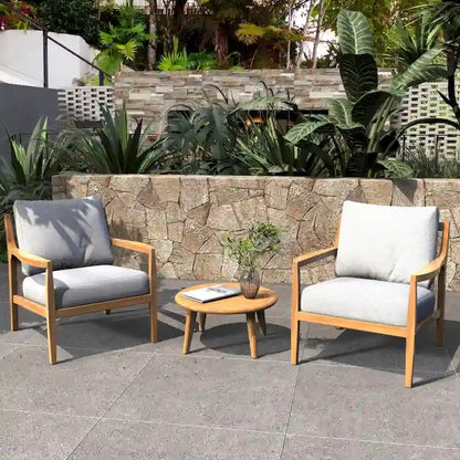 3-piece Acacia Wood Patio Sofa Set with A Sleek Coffee/ Side Table
