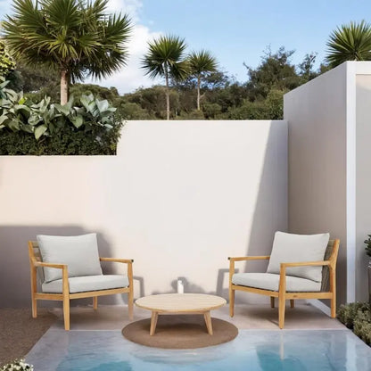 3-piece Acacia Wood Patio Sofa Set with A Sleek Coffee/ Side Table