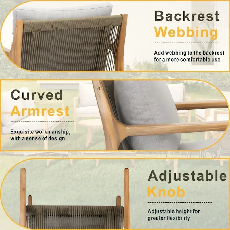 3-piece Acacia Wood Patio Sofa Set with A Sleek Coffee/ Side Table