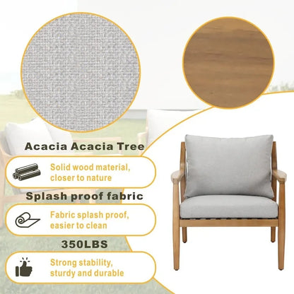 3-piece Acacia Wood Patio Sofa Set with A Sleek Coffee/ Side Table