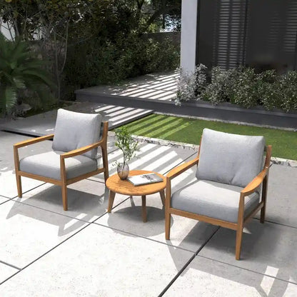 3-piece Acacia Wood Patio Sofa Set with A Sleek Coffee/ Side Table